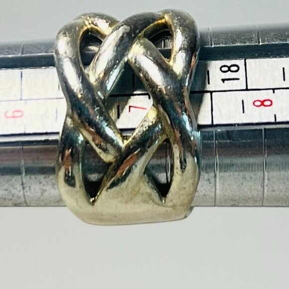 Vtg Unisex Silver 925 Woven Celtic Knot Design Band Ring Size 7.5 Signed 7.25G - Picture 3 of 6